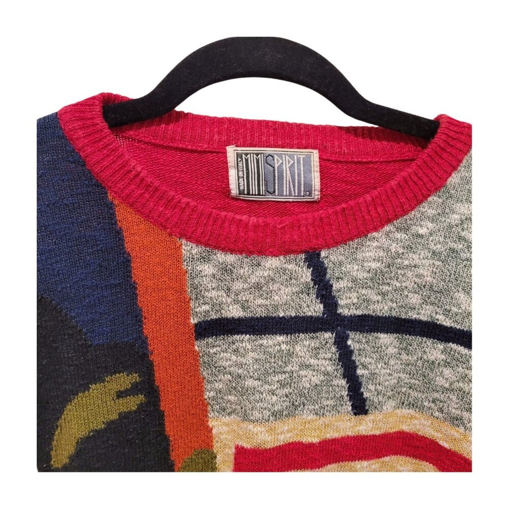 Vintage Mimi Spirit Sport Golf Abstract Cotton Linen Sweater XL - Picture 4 of 7